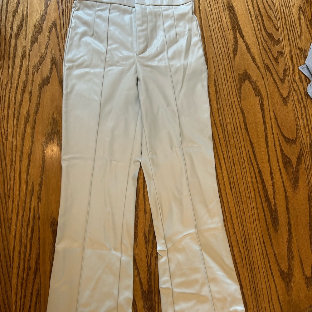 Zara White Boot Cut Flare Pants Tailored Fit